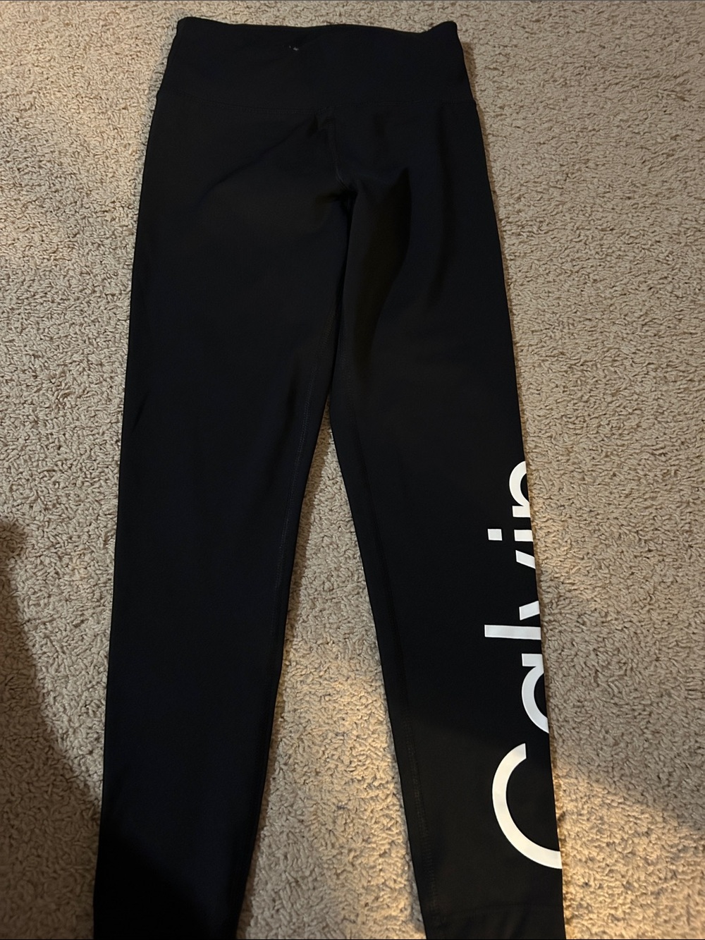 Calvin Klein Black Leggings with White Side Logo